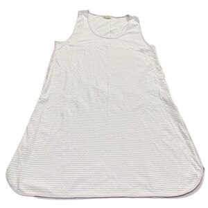 LAKE Pajamas Tank Dress Sleeveless Mini Pima Cotton Striped Large Lilac White